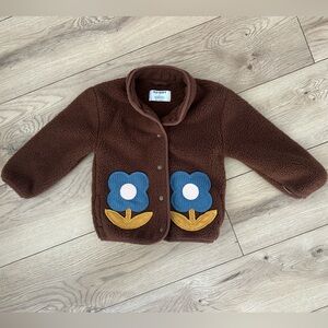 Old Navy Brown Jacket with Blue and Yellow Flower Pockets